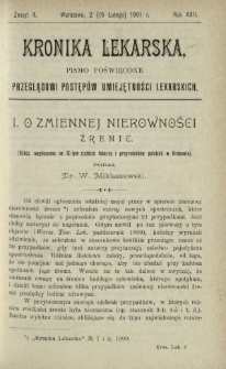 Kronika Lekarska : pismo poświęcone przeglądowi postępów umiejętności lekarskich 1901 R. 22 z. 4