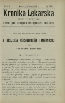 Kronika Lekarska : pismo poświęcone przeglądowi postępów umiejętności lekarskich 1906 R. 27 z. 16