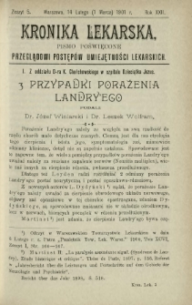 Kronika Lekarska : pismo poświęcone przeglądowi postępów umiejętności lekarskich 1901 R. 22 z. 5