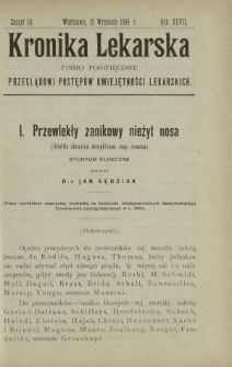 Kronika Lekarska : pismo poświęcone przeglądowi postępów umiejętności lekarskich 1906 R. 27 z. 18