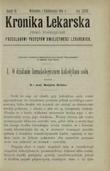 Kronika Lekarska : pismo poświęcone przeglądowi postępów umiejętności lekarskich 1906 R. 27 z. 19