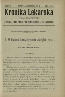 Kronika Lekarska : pismo poświęcone przeglądowi postępów umiejętności lekarskich 1906 R. 27 z. 20