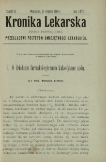 Kronika Lekarska : pismo poświęcone przeglądowi postępów umiejętności lekarskich 1906 R. 27 z. 24