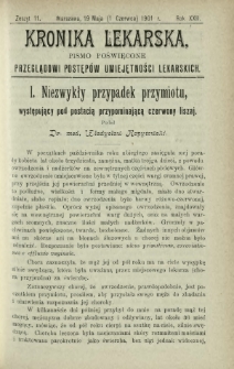 Kronika Lekarska : pismo poświęcone przeglądowi postępów umiejętności lekarskich 1901 R. 22 z. 11