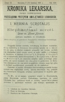 Kronika Lekarska : pismo poświęcone przeglądowi postępów umiejętności lekarskich 1901 R. 22 z. 12