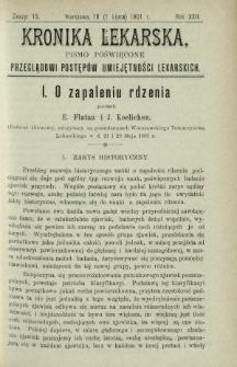 Kronika Lekarska : pismo poświęcone przeglądowi postępów umiejętności lekarskich 1901 R. 22 z. 13