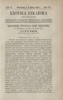 Kronika Lekarska : pismo poświęcone przeglądowi postępów umiejętności lekarskich 1886 R. 7 nr 5-6