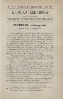 Kronika Lekarska : pismo poświęcone przeglądowi postępów umiejętności lekarskich 1886 R. 7 nr 11-12