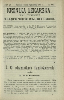 Kronika Lekarska : pismo poświęcone przeglądowi postępów umiejętności lekarskich 1901 R. 22 z. 20