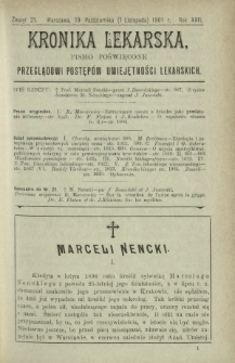 Kronika Lekarska : pismo poświęcone przeglądowi postępów umiejętności lekarskich 1901 R. 22 z. 21