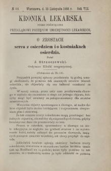 Kronika Lekarska : pismo poświęcone przeglądowi postępów umiejętności lekarskich 1886 R. 7 nr 11