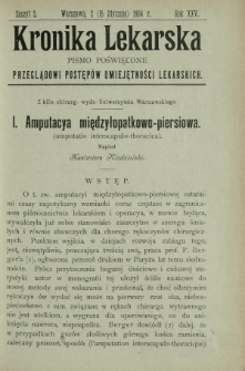Kronika Lekarska : pismo poświęcone przeglądowi postępów umiejętności lekarskich 1904 R. 25 z. 2