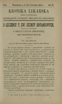 Kronika Lekarska : pismo poświęcone przeglądowi postępów umiejętności lekarskich 1889 R. 10 nr 4
