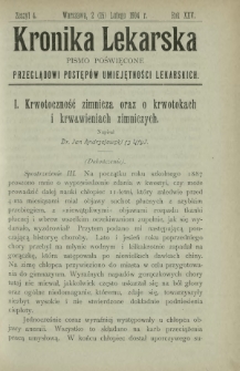 Kronika Lekarska : pismo poświęcone przeglądowi postępów umiejętności lekarskich 1904 R. 25 z. 4