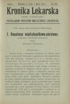 Kronika Lekarska : pismo poświęcone przeglądowi postępów umiejętności lekarskich 1904 R. 25 z. 5