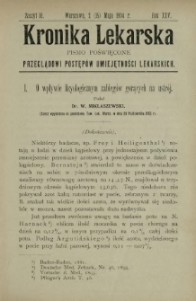 Kronika Lekarska : pismo poświęcone przeglądowi postępów umiejętności lekarskich 1904 R. 25 z. 10