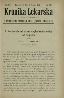 Kronika Lekarska : pismo poświęcone przeglądowi postępów umiejętności lekarskich 1904 R. 25 z. 11