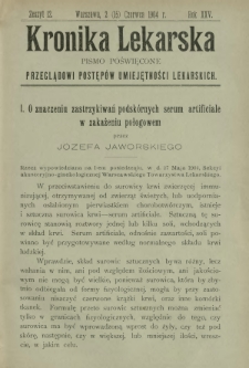 Kronika Lekarska : pismo poświęcone przeglądowi postępów umiejętności lekarskich 1904 R. 25 z. 12