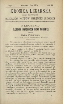 Kronika Lekarska : pismo poświęcone przeglądowi postępów umiejętności lekarskich 1893 R. 14 nr 2