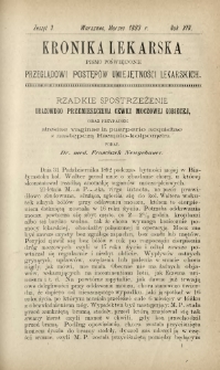 Kronika Lekarska : pismo poświęcone przeglądowi postępów umiejętności lekarskich 1893 R. 14 nr 3