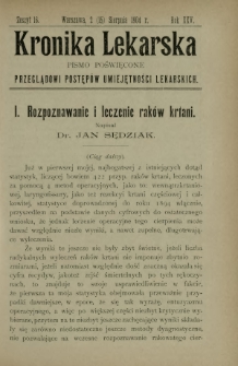 Kronika Lekarska : pismo poświęcone przeglądowi postępów umiejętności lekarskich 1904 R. 25 z. 16