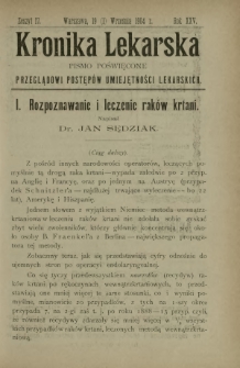Kronika Lekarska : pismo poświęcone przeglądowi postępów umiejętności lekarskich 1904 R. 25 z. 17