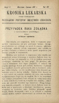 Kronika Lekarska : pismo poświęcone przeglądowi postępów umiejętności lekarskich 1893 R. 14 nr 6