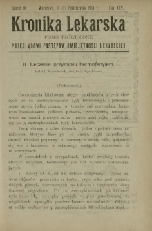 Kronika Lekarska : pismo poświęcone przeglądowi postępów umiejętności lekarskich 1904 R. 25 z. 19