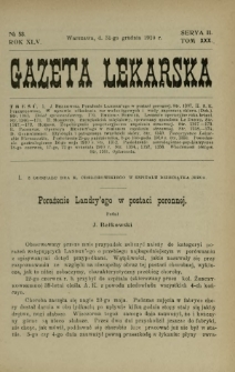 Gazeta Lekarska : pismo tygodniowe poświęcone wszystkim gałęziom umiejętności lekarskich 1910 Ser. II R. 45 T. 30 nr 53