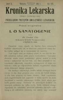 Kronika Lekarska : pismo poświęcone przeglądowi postępów umiejętności lekarskich 1904 R. 25 z. 21