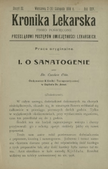 Kronika Lekarska : pismo poświęcone przeglądowi postępów umiejętności lekarskich 1904 R. 25 z. 22