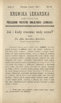 Kronika Lekarska : pismo poświęcone przeglądowi postępów umiejętności lekarskich 1893 R. 14 nr 12