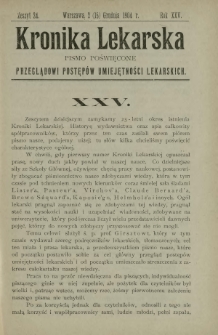 Kronika Lekarska : pismo poświęcone przeglądowi postępów umiejętności lekarskich 1904 R. 25 z. 24