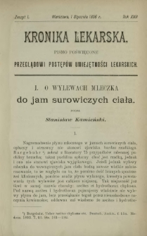 Kronika Lekarska : pismo poświęcone przeglądowi postępów umiejętności lekarskich 1896 R. 17 z. 1
