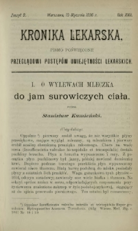Kronika Lekarska : pismo poświęcone przeglądowi postępów umiejętności lekarskich 1896 R. 17 z. 2