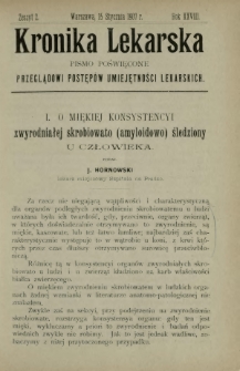 Kronika Lekarska : pismo poświęcone przeglądowi postępów umiejętności lekarskich 1907 R. 28 z. 2