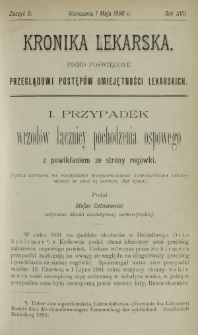 Kronika Lekarska : pismo poświęcone przeglądowi postępów umiejętności lekarskich 1896 R. 17 z. 9