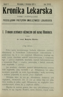 Kronika Lekarska : pismo poświęcone przeglądowi postępów umiejętności lekarskich 1907 R. 28 z. 7