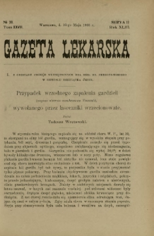 Gazeta Lekarska : pismo tygodniowe poświęcone wszystkim gałęziom umiejętności lekarskich 1908 Ser. II R. 43 T. 28 nr 20