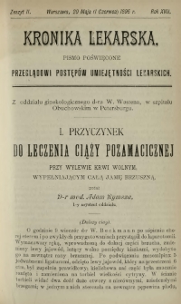 Kronika Lekarska : pismo poświęcone przeglądowi postępów umiejętności lekarskich 1896 R. 17 z. 11
