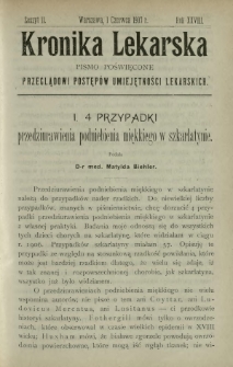 Kronika Lekarska : pismo poświęcone przeglądowi postępów umiejętności lekarskich 1907 R. 28 z. 11
