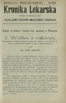Kronika Lekarska : pismo poświęcone przeglądowi postępów umiejętności lekarskich 1907 R. 28 z. 13-16