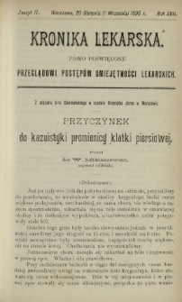 Kronika Lekarska : pismo poświęcone przeglądowi postępów umiejętności lekarskich 1896 R. 17 z. 17