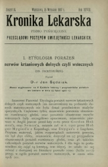 Kronika Lekarska : pismo poświęcone przeglądowi postępów umiejętności lekarskich 1907 R. 28 z. 18