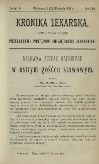 Kronika Lekarska : pismo poświęcone przeglądowi postępów umiejętności lekarskich 1896 R. 17 z. 18