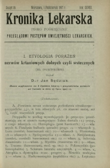 Kronika Lekarska : pismo poświęcone przeglądowi postępów umiejętności lekarskich 1907 R. 28 z. 19