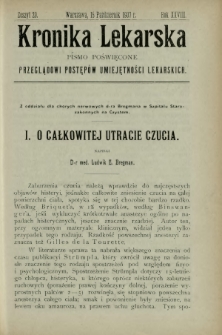 Kronika Lekarska : pismo poświęcone przeglądowi postępów umiejętności lekarskich 1907 R. 28 z. 20
