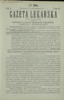 Gazeta Lekarska : pismo tygodniowe poświęcone wszystkim gałęziom umiejętności lekarskiej, farmacyi i weterynaryi 1868 R. 2 T. 4 nr 29