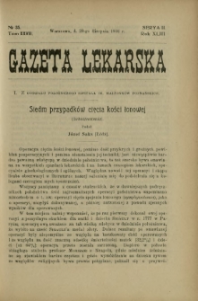 Gazeta Lekarska : pismo tygodniowe poświęcone wszystkim gałęziom umiejętności lekarskich 1908 Ser. II R. 43 T. 28 nr 35