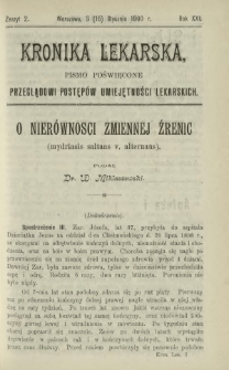 Kronika Lekarska : pismo poświęcone przeglądowi postępów umiejętności lekarskich 1900 R. 21 z. 2